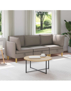 Set di mobili per il soggiorno 3 pcs Tortora Tessuto