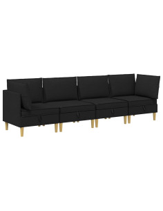 Set di mobili per il soggiorno con cuscino 4 pcs Nero Tessuto 2