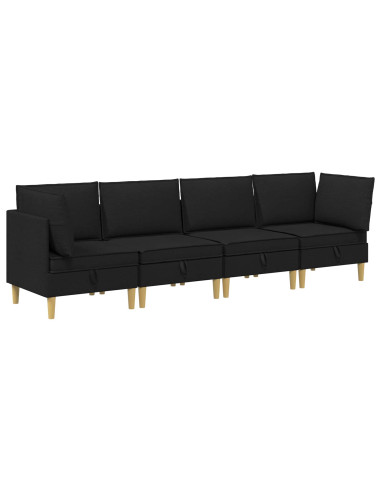 Set di mobili per il soggiorno con cuscino 4 pcs Nero Tessuto