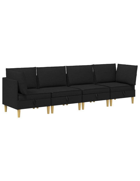 Set di mobili per il soggiorno con cuscino 4 pcs Nero Tessuto