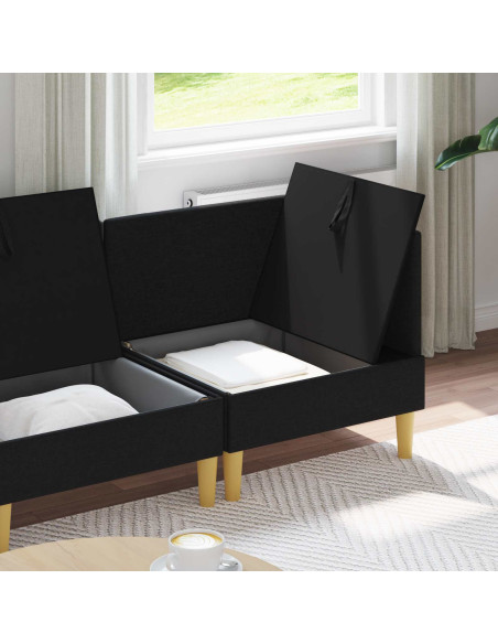 Set di mobili per il soggiorno con cuscino 4 pcs Nero Tessuto