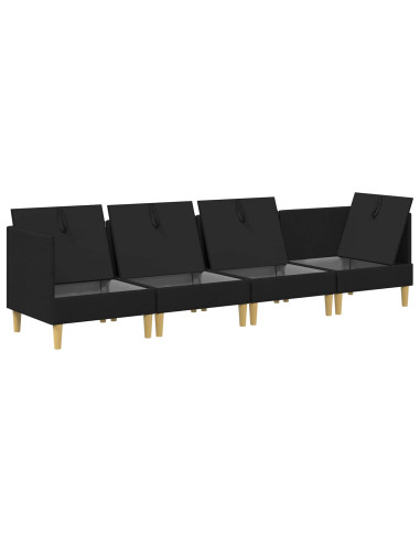 Set di mobili per il soggiorno con cuscino 4 pcs Nero Tessuto