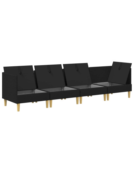 Set di mobili per il soggiorno con cuscino 4 pcs Nero Tessuto