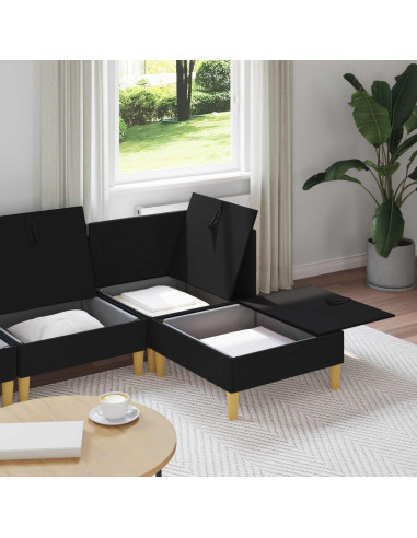 Set di mobili per il soggiorno con cuscino 4 pcs Nero Tessuto