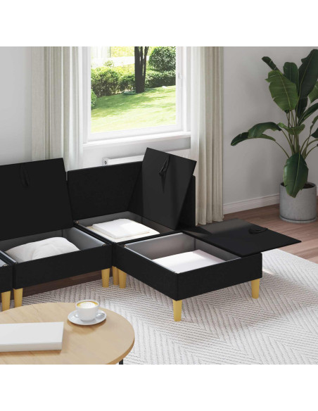 Set di mobili per il soggiorno con cuscino 4 pcs Nero Tessuto