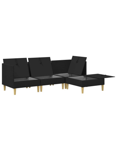 Set di mobili per il soggiorno con cuscino 4 pcs Nero Tessuto