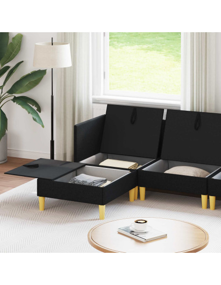 Set di mobili per il soggiorno con cuscino 5 pcs Nero Tessuto