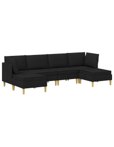 Set di mobili per il soggiorno con cuscino 6 pcs Nero Tessuto 2