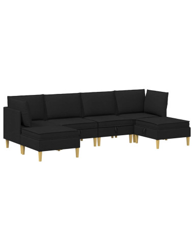 Set di mobili per il soggiorno con cuscino 6 pcs Nero Tessuto