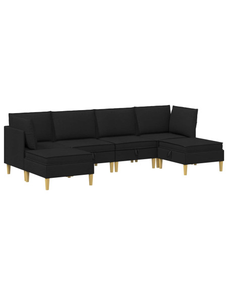 Set di mobili per il soggiorno con cuscino 6 pcs Nero Tessuto