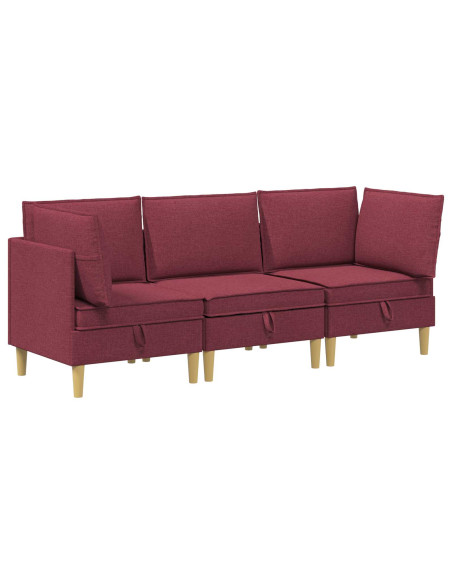 Set di mobili per il soggiorno 3 pcs Rosso Vino Tessuto