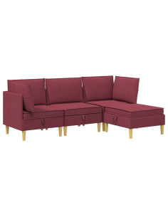 Set di mobili per il soggiorno 4 pcs Rosso Vino Tessuto 2