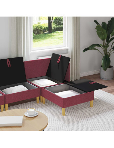 Set di mobili per il soggiorno 4 pcs Rosso Vino Tessuto