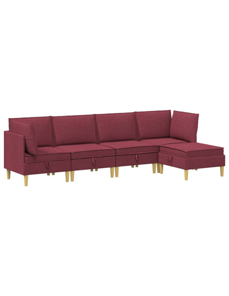 Set di mobili per il soggiorno 5 pcs Rosso Vino Tessuto