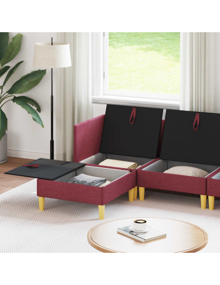 Set di mobili per il soggiorno 5 pcs Rosso Vino Tessuto
