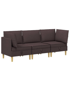 Set di mobili per il soggiorno 3 pcs Marrone Scuro Tessuto 2