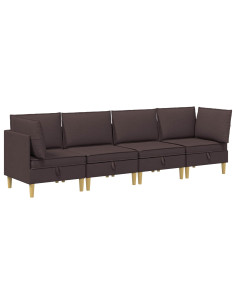 Set di mobili per il soggiorno 4 pcs Marrone Scuro Tessuto 2