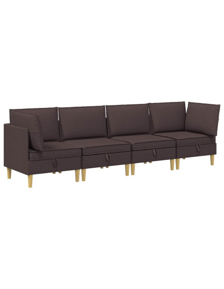 Set di mobili per il soggiorno 4 pcs Marrone Scuro Tessuto