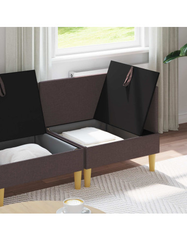 Set di mobili per il soggiorno 4 pcs Marrone Scuro Tessuto