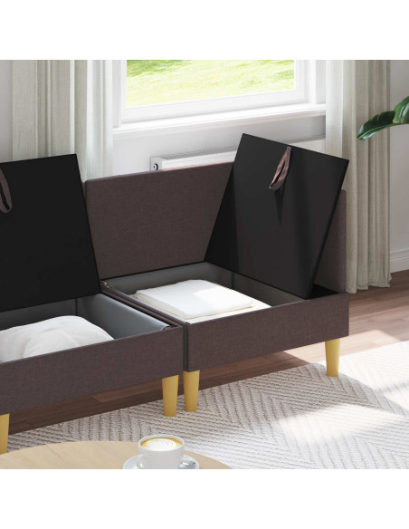Set di mobili per il soggiorno 4 pcs Marrone Scuro Tessuto