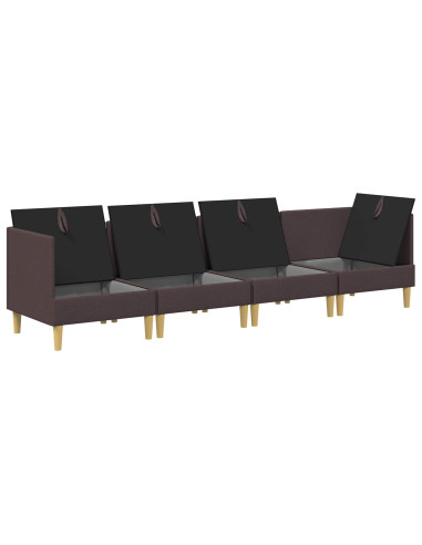 Set di mobili per il soggiorno 4 pcs Marrone Scuro Tessuto
