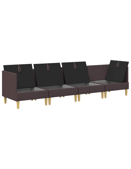 Set di mobili per il soggiorno 4 pcs Marrone Scuro Tessuto