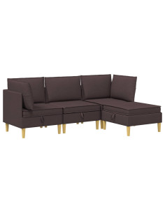 Set di mobili per il soggiorno 4 pcs Marrone Scuro Tessuto 2