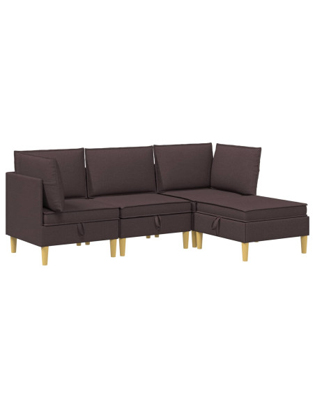 Set di mobili per il soggiorno 4 pcs Marrone Scuro Tessuto