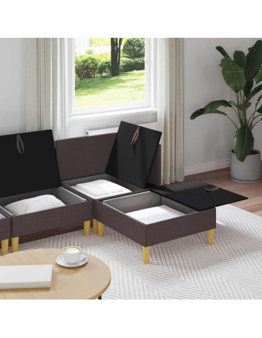 Set di mobili per il soggiorno 4 pcs Marrone Scuro Tessuto
