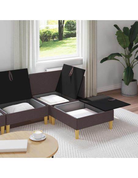 Set di mobili per il soggiorno 4 pcs Marrone Scuro Tessuto