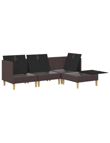 Set di mobili per il soggiorno 4 pcs Marrone Scuro Tessuto