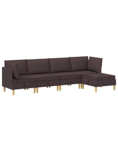 Set di mobili per il soggiorno 5 pcs Marrone Scuro Tessuto 2