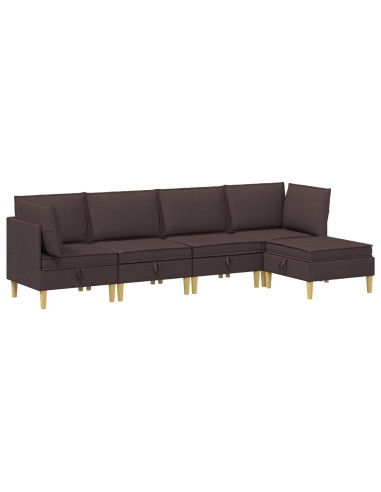 Set di mobili per il soggiorno 5 pcs Marrone Scuro Tessuto
