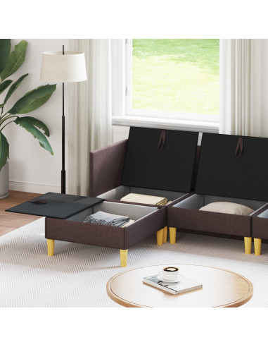 Set di mobili per il soggiorno 5 pcs Marrone Scuro Tessuto