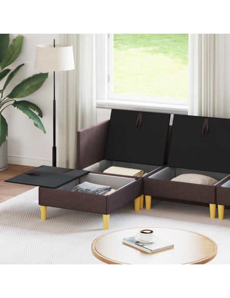 Set di mobili per il soggiorno 6 pcs Marrone Scuro Tessuto