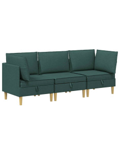 Set di mobili per il soggiorno 3 pcs Verde Scuro Tessuto 2