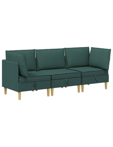 Set di mobili per il soggiorno 3 pcs Verde Scuro Tessuto