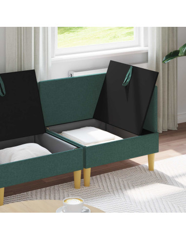 Set di mobili per il soggiorno 3 pcs Verde Scuro Tessuto