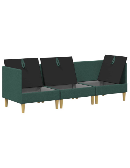 Set di mobili per il soggiorno 3 pcs Verde Scuro Tessuto