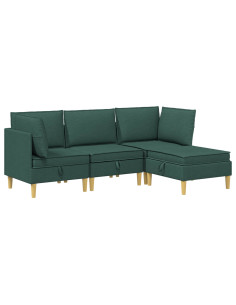 Set di mobili per il soggiorno 4 pcs Verde Scuro Tessuto 2