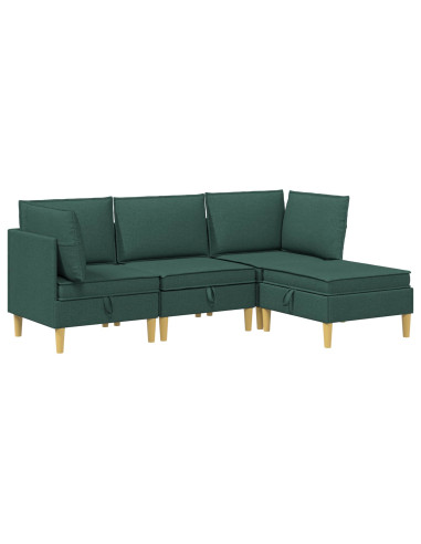Set di mobili per il soggiorno 4 pcs Verde Scuro Tessuto