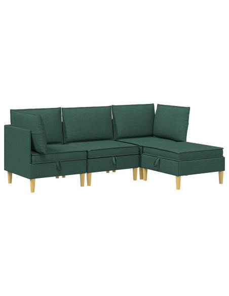 Set di mobili per il soggiorno 4 pcs Verde Scuro Tessuto