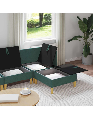 Set di mobili per il soggiorno 4 pcs Verde Scuro Tessuto