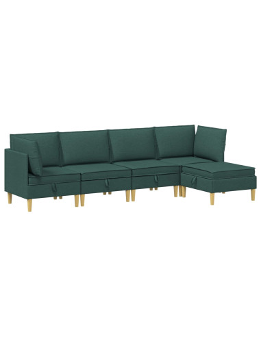 Set di mobili per il soggiorno 5 pcs Verde Scuro Tessuto