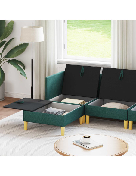 Set di mobili per il soggiorno 5 pcs Verde Scuro Tessuto