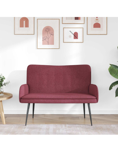 Divano a 2 Posti Rosso vino 115 x 61 x 87 cm Tessuto