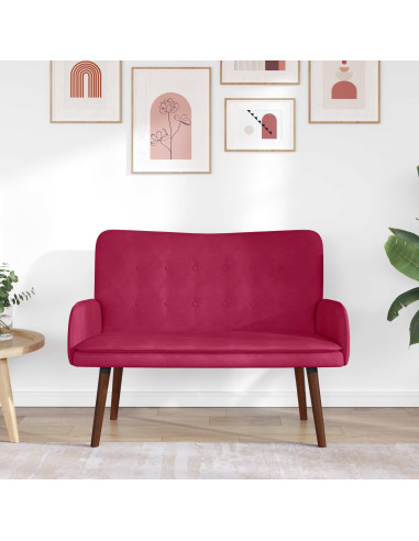Sofa a Due Posti Rosso vino 115 x 61 x 87 cm Velluto
