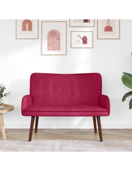 Sofa a Due Posti Rosso vino 115 x 61 x 87 cm Velluto