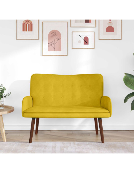 Sofa a Due Posti Giallo 115 x 61 x 87 cm Velluto