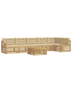 Set di divani da esterno 7 pcs Bianco e Beige Poliestere 2